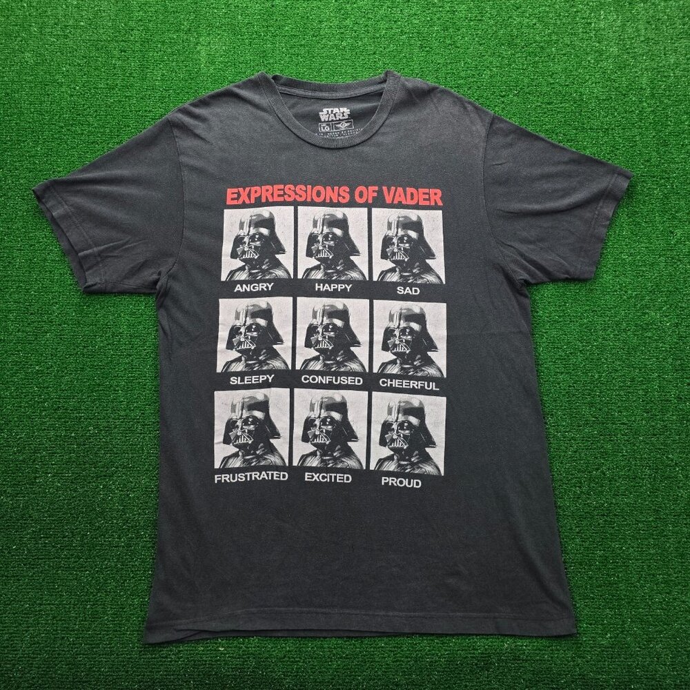 Star Wars Tshirt Mens Large Black‎ Short Sleeve Darth Vader Expressions Funny